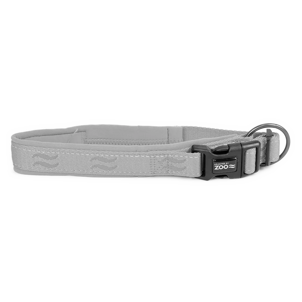 Selected by ZOO Dog collar Rufus padded adjustable, Gray - Various sizes