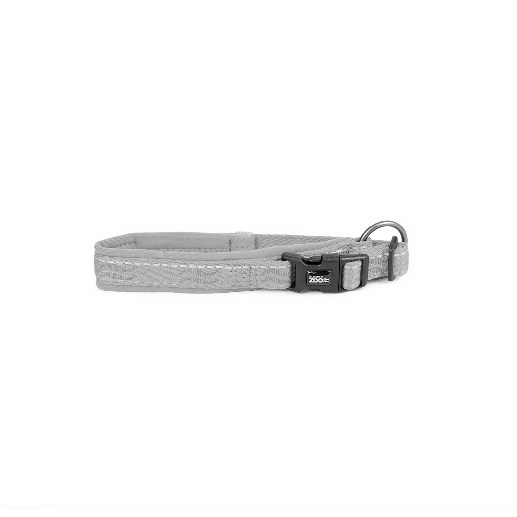 Selected by ZOO Dog collar Rufus padded adjustable, Gray - Various sizes - 5