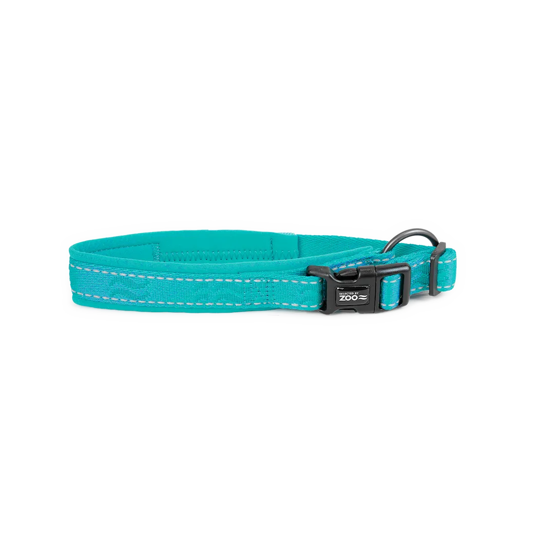 Selected by ZOO Dog collar Rufus padded adjustable, Turquoise - Various sizes - 3