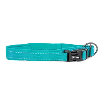 Selected by ZOO Dog collar Rufus padded adjustable, Turquoise - Various sizes