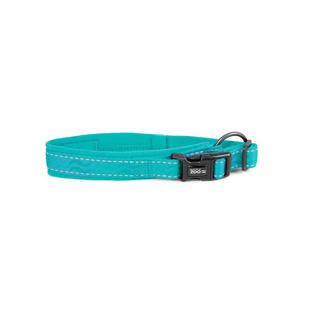 Selected by ZOO Dog collar Rufus padded adjustable, Turquoise - Various sizes - 4