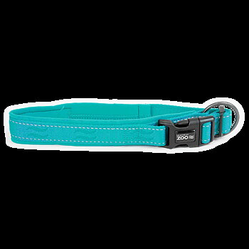 Selected by ZOO Dog collar Rufus padded adjustable, Turquoise - Various sizes