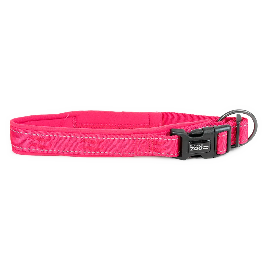Selected by ZOO Dog collar Rufus padded adjustable, Pink - Various sizes