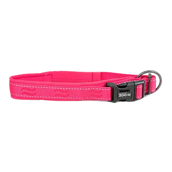 Selected by ZOO Dog collar Rufus padded adjustable, Pink - Various sizes