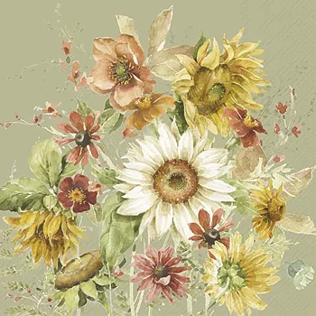 Servett  Lunch sensommar blommor