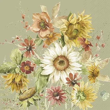 Servett Kaffe sensommar blommor