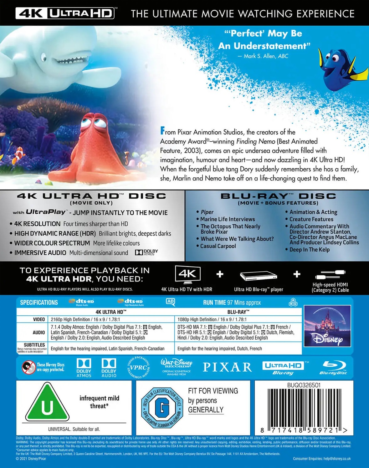 Finding Dory (ej svensk text) (4K Ultra HD + Blu-ray) - 2