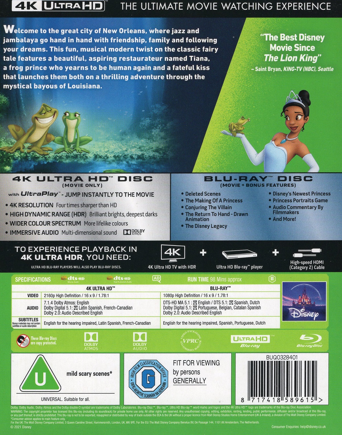 The Princess And the Frog (ej svensk text) (4K Ultra HD + Blu-ray) - 2