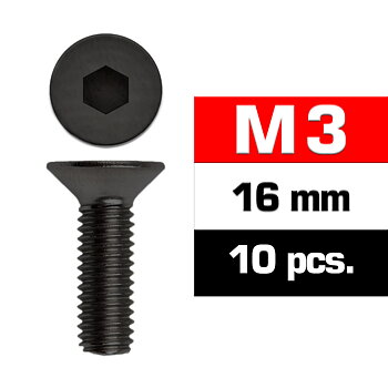 Ultimate Racing UR161318 M3x16mm FLAT HEAD SCREWS (10 pcs)