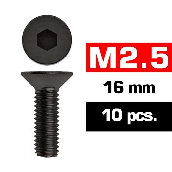 Ultimate Racing UR1612516 M2,5x16mm FLAT HEAD SCREWS (10 pcs)