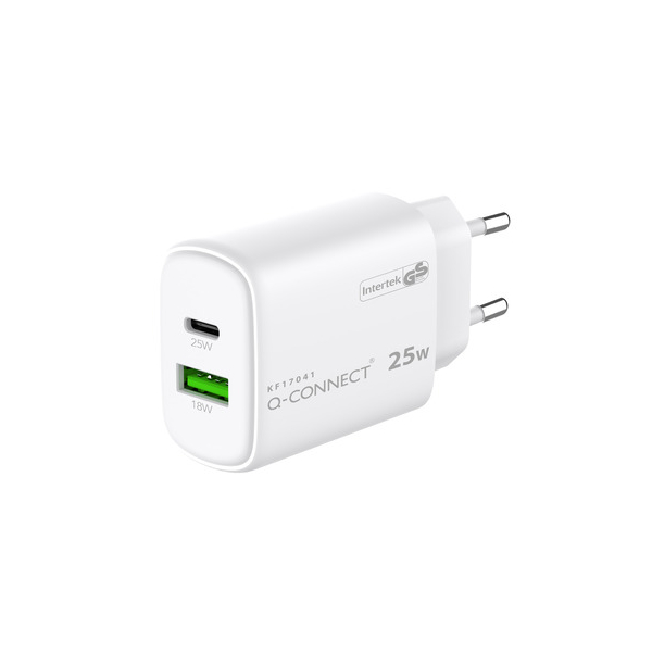 Seinälaturi Q-Connect USB-A ja USB-C val