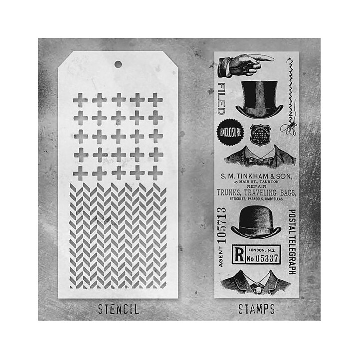Tim Holtz Mixed Media Stamps & Stencil- Set 16