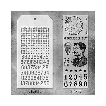 Tim Holtz Mixed Media Stamps & Stencil- Set 18