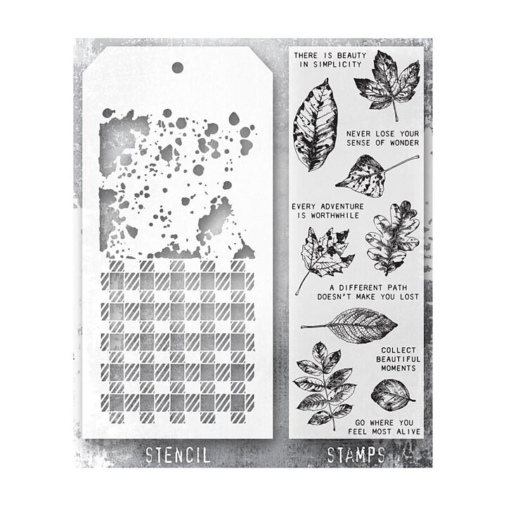 Tim Holtz Mixed Media Stamps & Stencil- Set 50