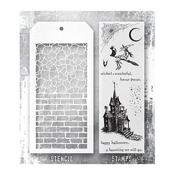 Tim Holtz Mixed Media Stamps & Stencil- Halloween Set 66