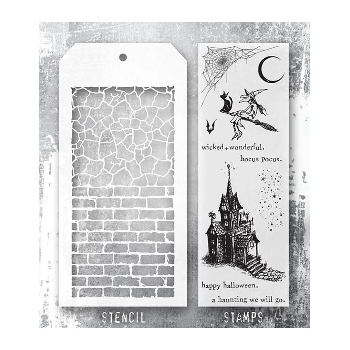 Tim Holtz Mixed Media Stamps & Stencil- Halloween Set 66