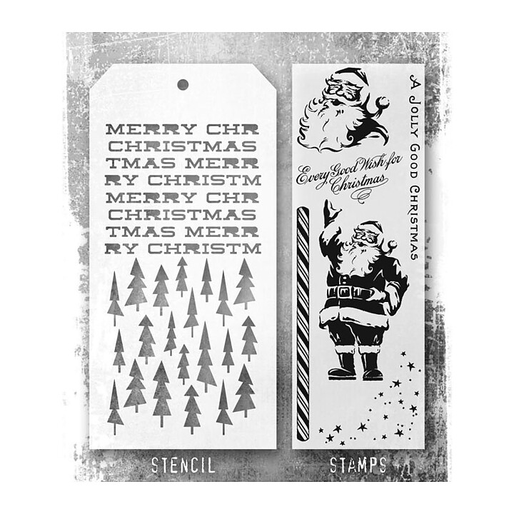 Tim Holtz Mixed Media Stamps & Stencil- Christmas Set 89