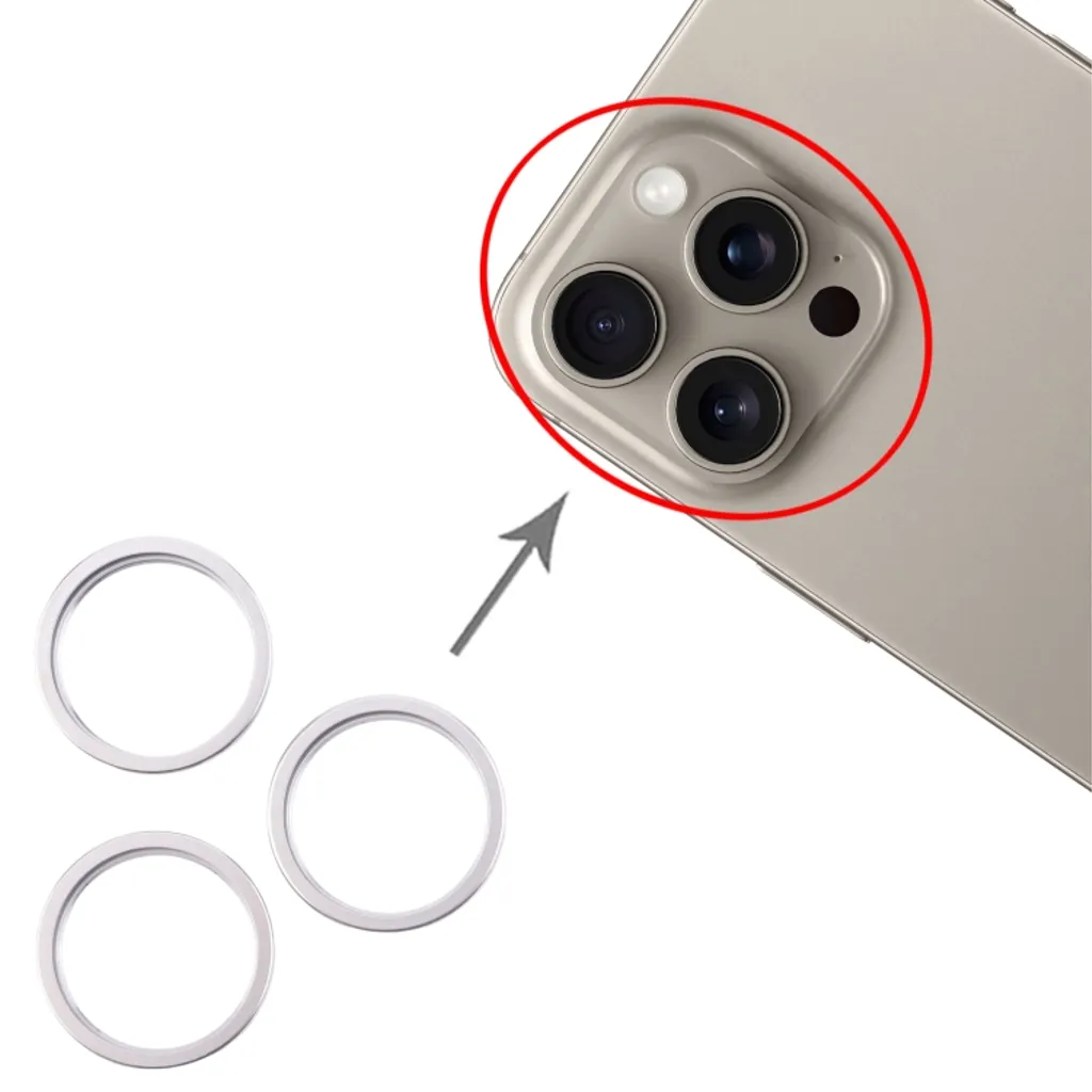 iPhone 16 Pro Max Bakre kameralins yttre skyddsring, 3-pack Silver - Original