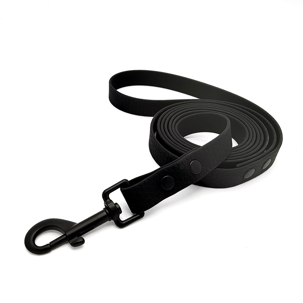 Black dog leash with hex leash black snap hook 10 or 20 mm 2 meters long