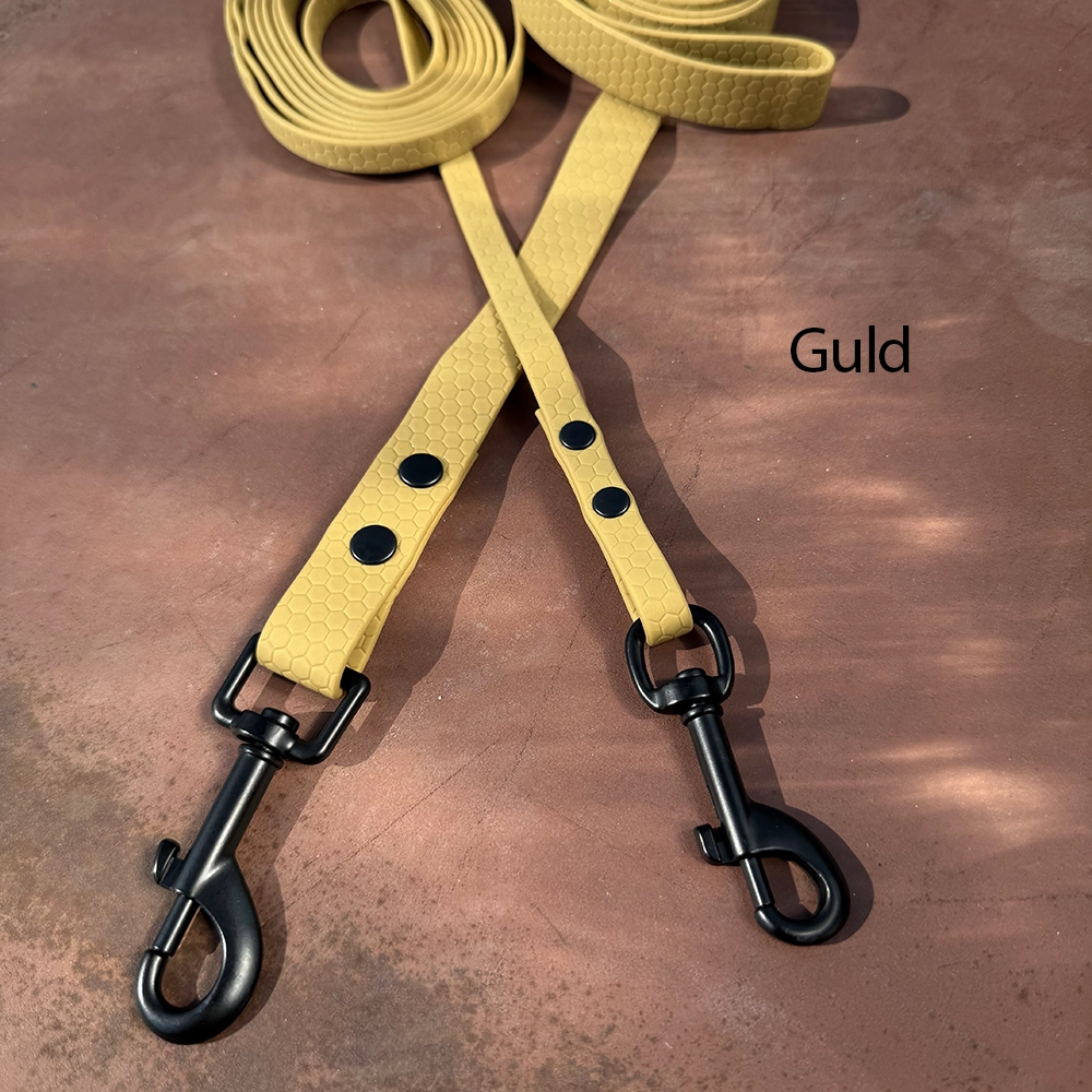 Gold-colored dog leash with a bolt snap hook