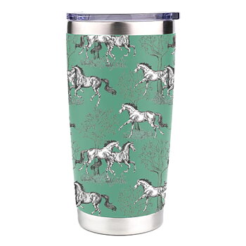 Termosmugg AWST Intl Hästmotiv Green Toile