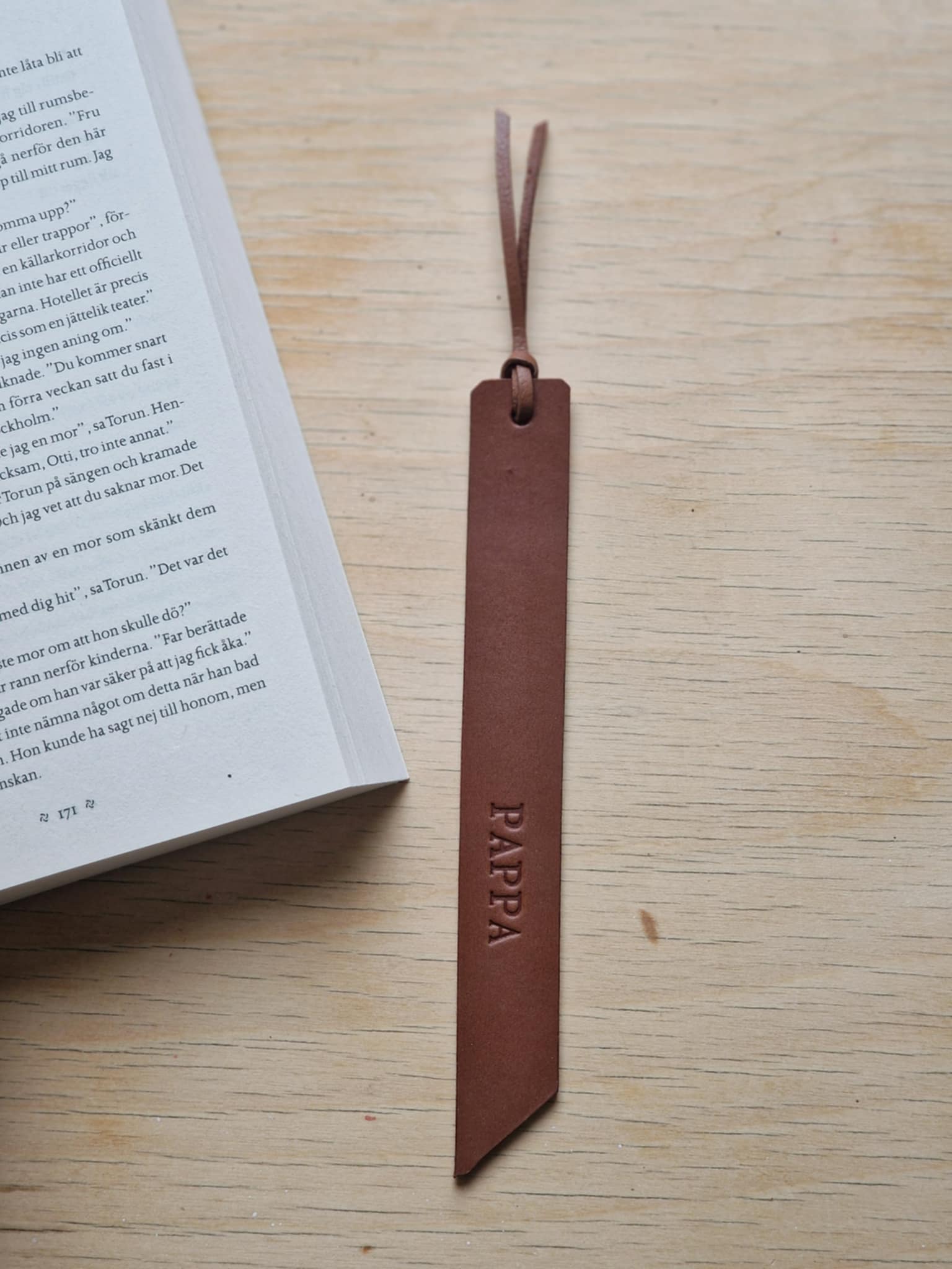 Leather bookmark "PAPPA" - 3