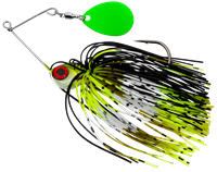 A small 14g spinnerbait for perch and other predators - charteuse black