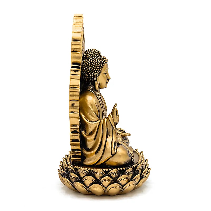 Buddha staty på tron guldfärgad - 2