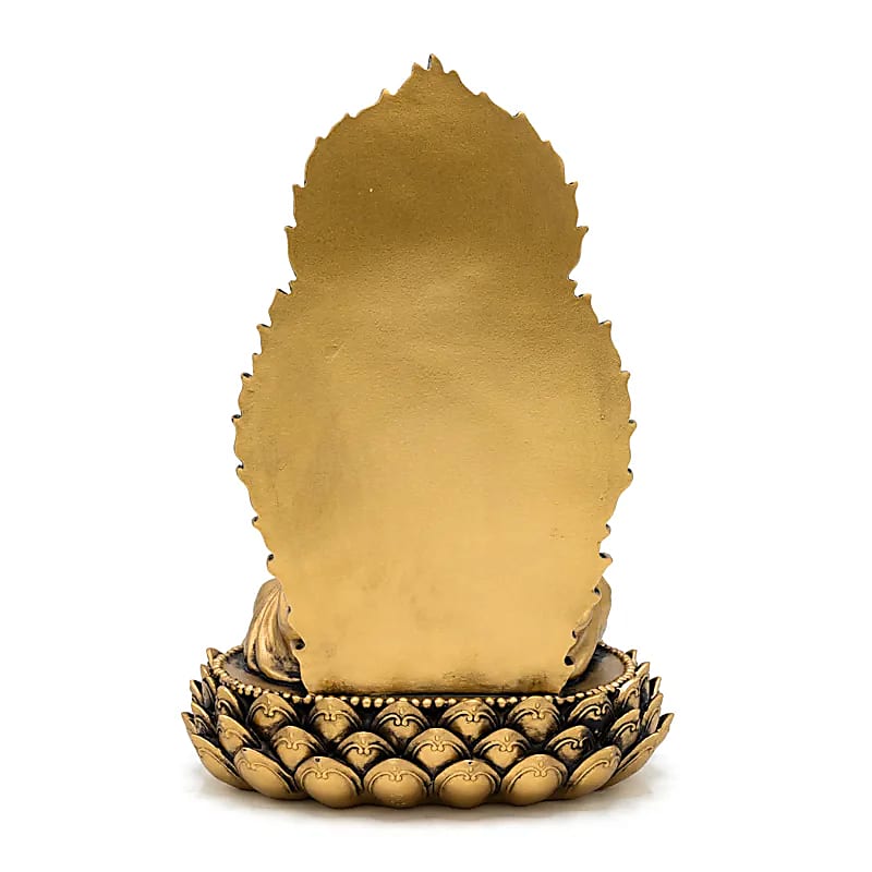 Buddha staty på tron guldfärgad - 3