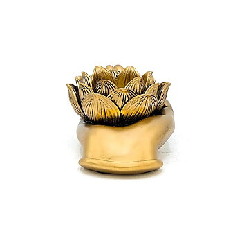 Värmeljushållare Lotus hand guldfärgad