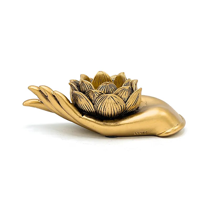 Värmeljushållare Lotus hand guldfärgad - 3