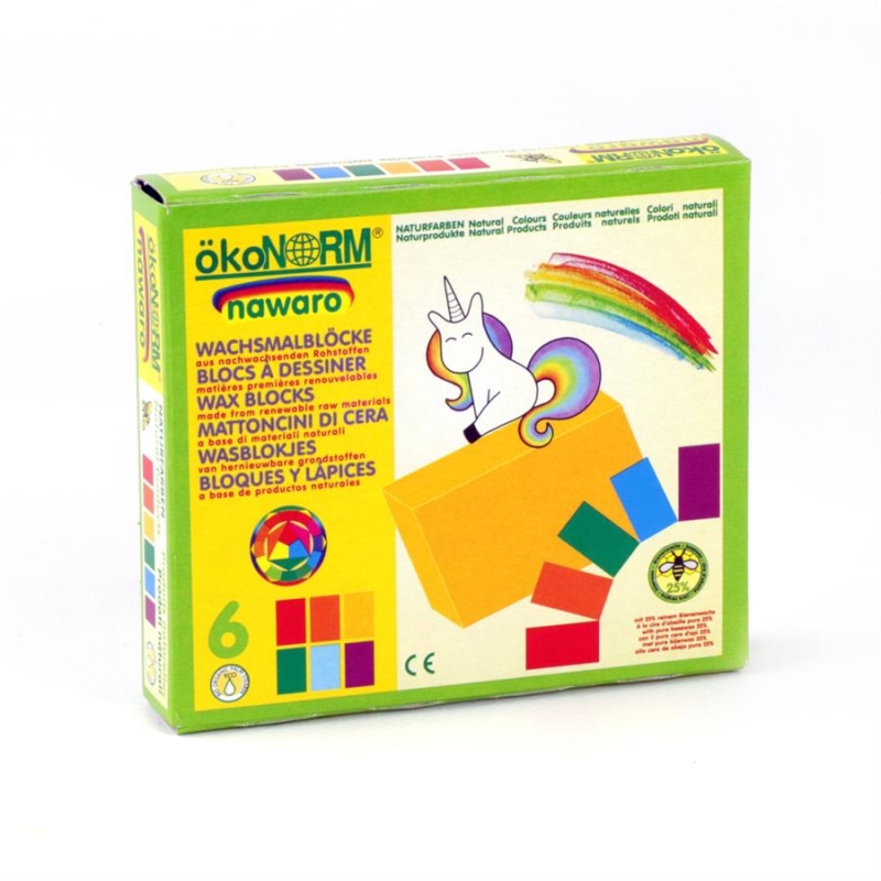 ökoNORM 6 bivaxkritor i block -  Giftfritt &  Ekologiskt Material för Skapande - enhörning - 2