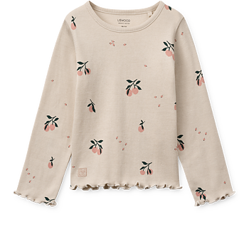Nieve Printed Longsleeve Rib T-shirt Peach Sea shell