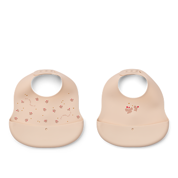 Ember Printed Bib 2-pack Mini Butterfly Apple blossom