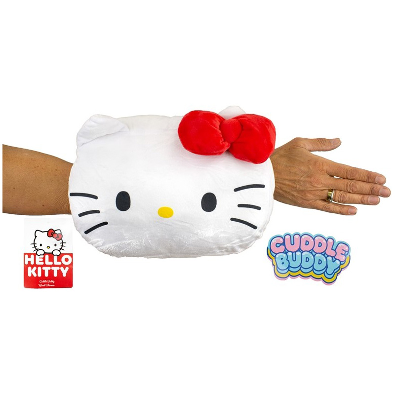 Hello Kitty Handvärmande 3D Plysch Kudde 30 cm - Rosa Rosett - 5