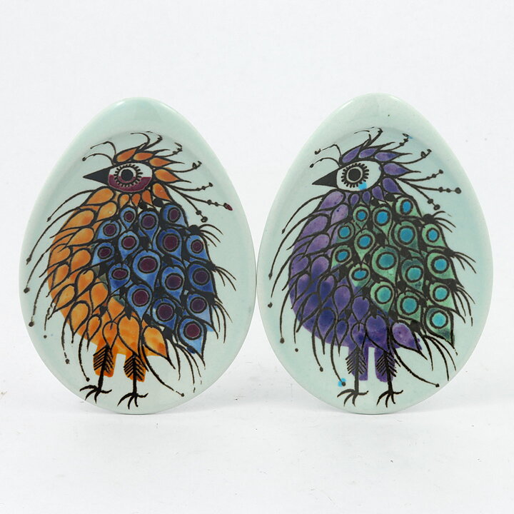 Beth Breyen (Tenera 1958) Two Dishes with Birds Decor 10 cm (3)
