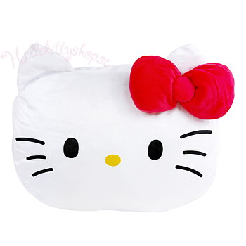Hello Kitty 3D Handvärmande Plysch Kudde 30 cm - Röd Rosett