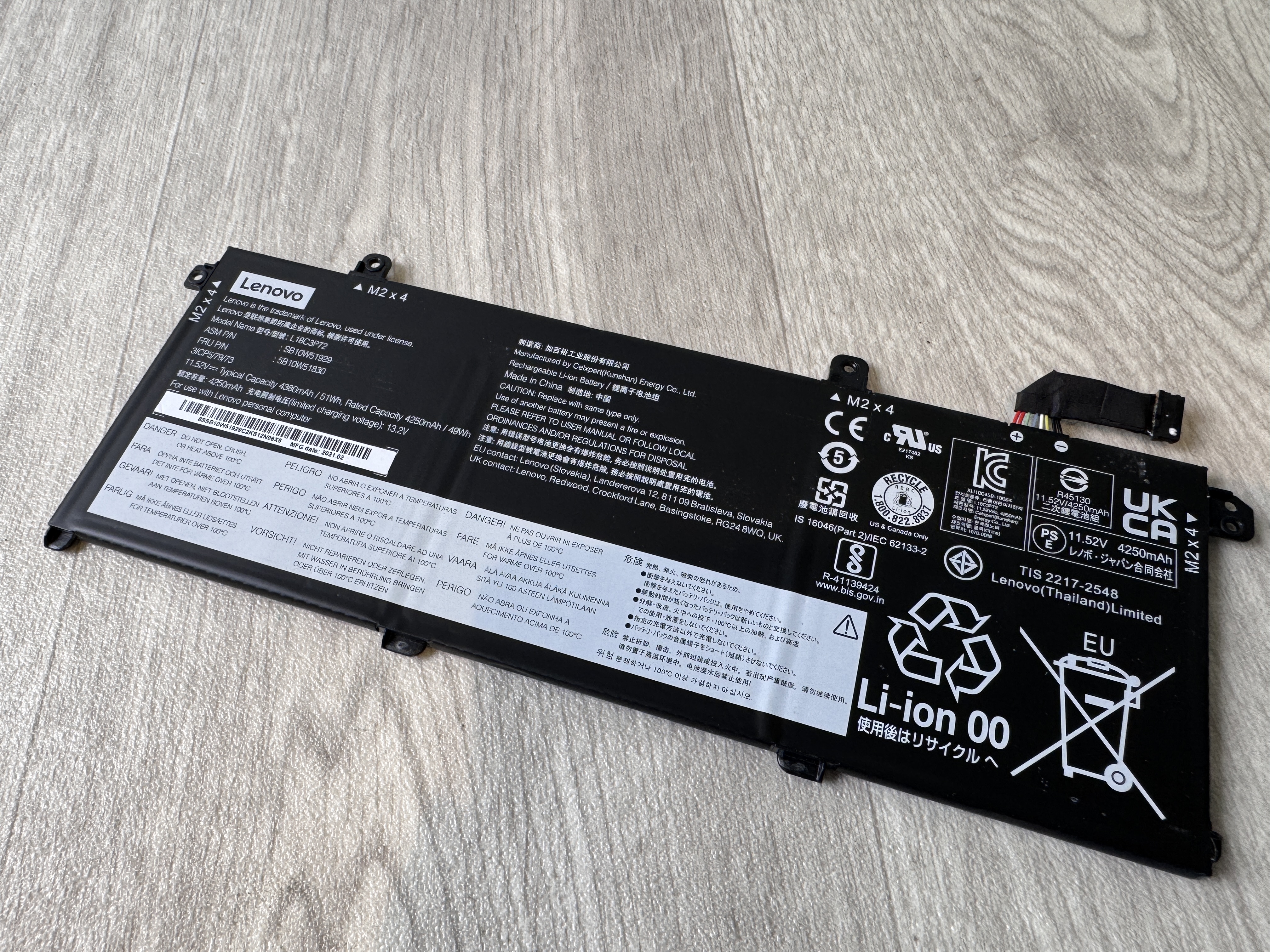 Begagnat Original Batteri L18C3P72 Lenovo ThinkPad P43s T490 T495 T14 P14s Gen1 Gen2 11.52v 51Wh 4380mAh
