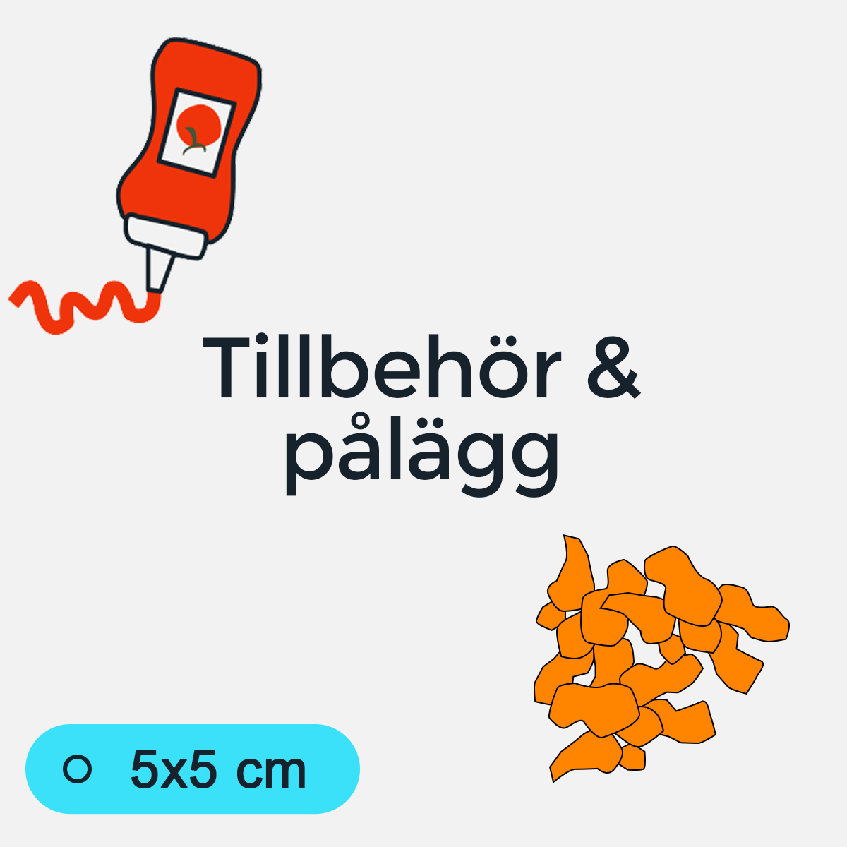Bildstödsbilder Tillbehör och pålägg, 5x5 cm