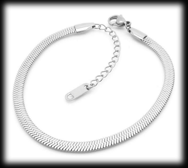 Orm länk armband - rostfritt stål.