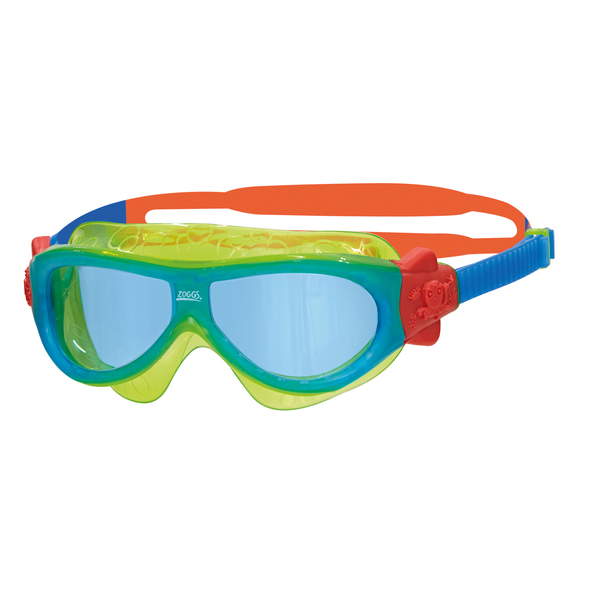 Zoggs Phantom Kids Mask Swimming Goggles - Blue/Yellow - Blue lens