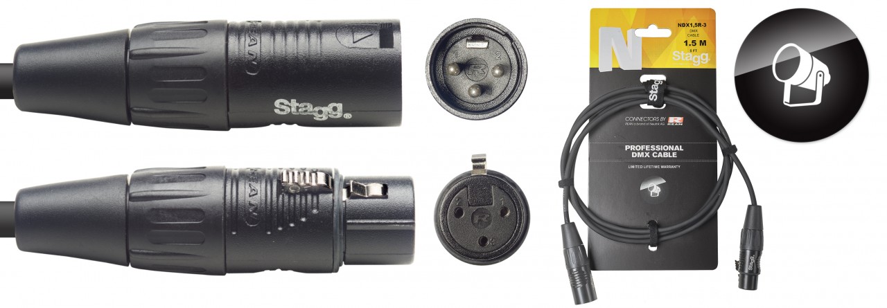 1,5m  Dmx Cbl Xlrf-Xlrm 3P Bk
