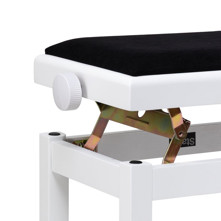PB06G  White Pianobench, Matt+Black Velvet top - 2