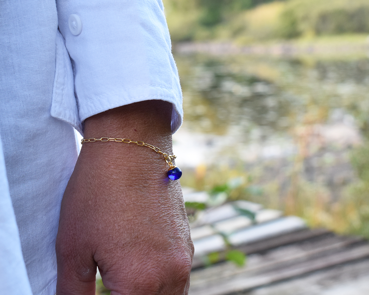 UDDEN FIR  MIDNIGHT - bracelet in blue gold plated