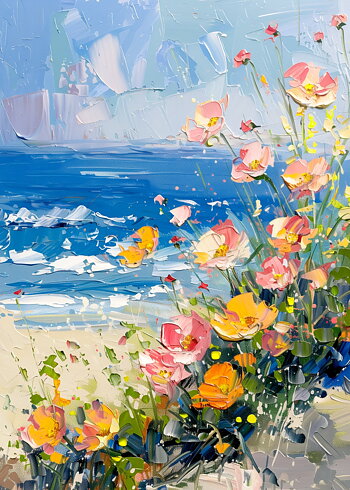 Flowers By The Sea No 02 - Poster