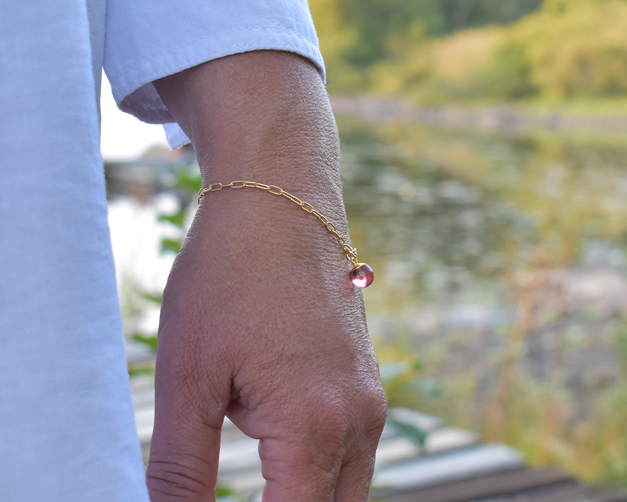 UDDEN GAMMELROSA -  armband i rosa  guldpläterat