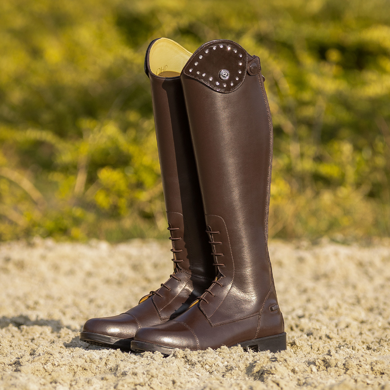 QHP Interchangeable Top Part for Romy Riding Boot - Crystal Brown - rhinestones