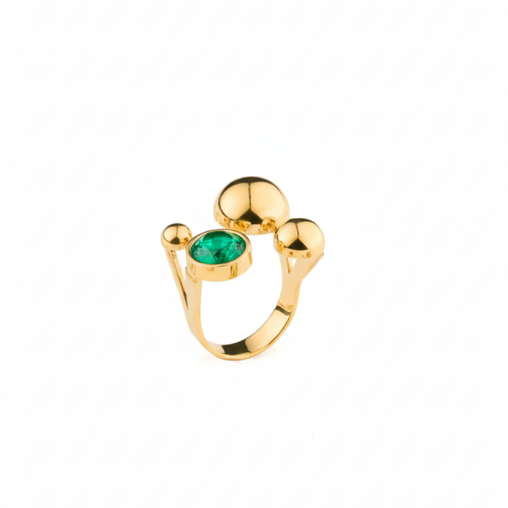 Sägen Solar Crystal ring guld grön