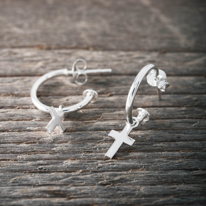 Silverhoops med kors   - 2