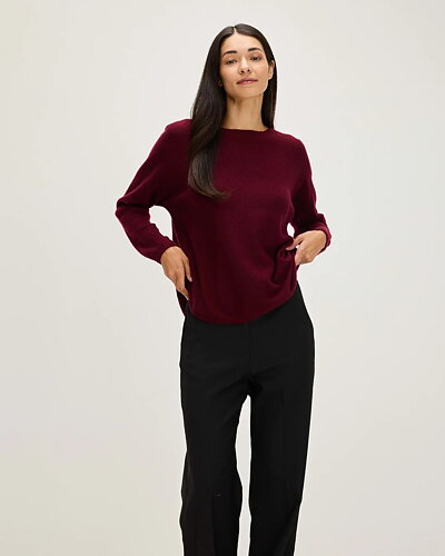 Kashmirjumper curved vinröd